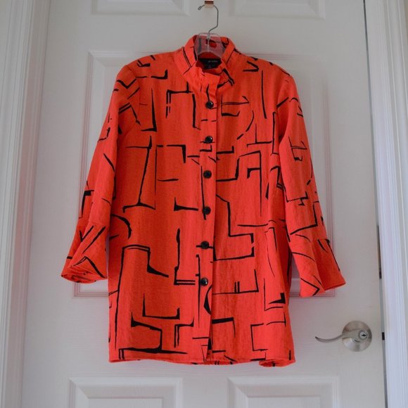 Ali Miles Tops - Ali Miles Abstract Hi-Low Tunic/Jacket Size Medium